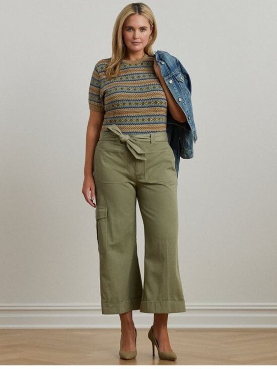 Lauren Ralph Lauren Pants - $185 Lauren Ralph Lauren Pleated Cotton Twill Wide-Leg Cargo Pant Green Size 16